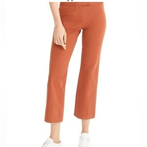 Theory Cognac Cotton-Stretch Cropped-Flare Pants size 2